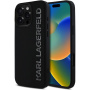Karl Lagerfeld 3D гумен блясък лого калъф за iPhone 16 Pro Max - черен