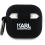 Karl Lagerfeld 3D Logo NFT Karl Head силиконов калъф за AirPods 4 / 5 - черен