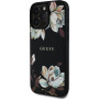 Guess Grained Magnolia Flower Pattern Case и MagSafe за iPhone 16 Pro - черен