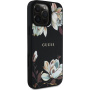 Guess Grained Magnolia Flower Pattern Case и MagSafe за iPhone 16 Pro - черен