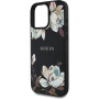 Guess Grained Magnolia Flower Pattern Case и MagSafe за iPhone 16 Pro - черен