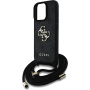 Guess 4G метален кейс с лого Crossbody с въже за iPhone 16 Pro - сив