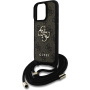 Guess 4G Metal Logo Crossbody Case with Lanyard за iPhone 16 Pro Max - кафяв