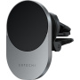 Satechi Магнитна стойка за вентилатор за кола с безжично зареждане за iPhone - Space Gray
