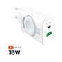 FIXED Power Socket адаптер за зареждане с USB-C / USB-A портове и сгъваемо зарядно за Apple Watch - 33W - бял