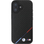 BMW Капак M Carbon Tricolor Stripe с MagSafe за iPhone 16 - черен