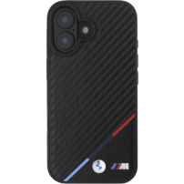 BMW Капак M Carbon Tricolor Stripe с MagSafe за iPhone 16 - черен