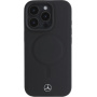 Mercedes Smooth Leather case с MagSafe за iPhone 16 Pro Max - черен