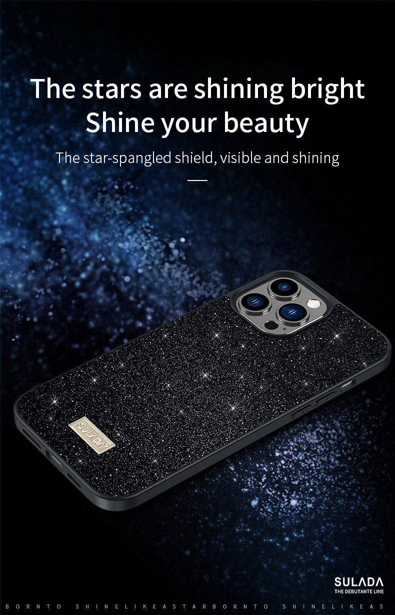 SULADA елегантен калъф с блясък за iPhone 16 Plus - розов