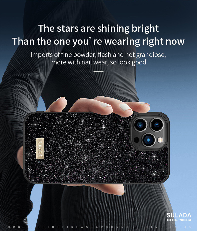 SULADA елегантен калъф с блясък за iPhone 16 Plus - черен