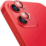 Enkay Защитно закалено стъкло за задната камера с алуминиева рамка за iPhone 12 / 12 mini - червено
