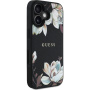 Guess Калъф Grained Magnolia Flower Pattern и MagSafe за iPhone 16 - черен