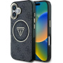 Guess Калъф IML 4G Glitter and Triangle Logo с MagSafe за iPhone 16 - сив