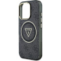 Guess Калъф IML 4G Glitter and Triangle Logo с MagSafe за iPhone 16 Pro - сив