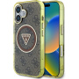 Guess Калъф IML 4G Glitter and Triangle Logo с MagSafe за iPhone 16 - кафяв