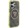 Guess Калъф IML 4G Glitter and Triangle Logo с MagSafe за iPhone 16 - кафяв