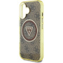 Guess Калъф IML 4G Glitter and Triangle Logo с MagSafe за iPhone 16 - кафяв