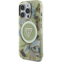 Guess Калъф IML Glitter Magnolia and Triangle Logo с MagSafe за iPhone 16 Pro - зелен