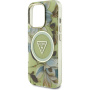 Guess Калъф IML Glitter Magnolia and Triangle Logo с MagSafe за iPhone 16 Pro - зелен
