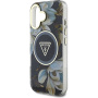 Guess Калъф IML Glitter Magnolia and Triangle Logo с MagSafe за iPhone 16 - черен