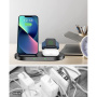 Swissten 2в1 безжична стойка за iPhone / AirPods с място за зарядно за Apple Watch - 15W - черна