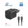 Swissten GaN комплект адаптер с USB-C порт и USB-C към USB-C кабел - 20W - 1,2 m - черен