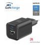 Swissten GaN захранващ адаптер с USB-C / USB-A портове - 45W - черен