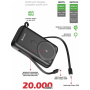Swissten безжична MagSafe powerbank с вградени кабели USB-C и Lightning и USB-A порт - 20 000 mAh - черна