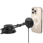Spigen OneTap Pro 4 Магнитна стойка за кола за стъкло и табло с безжично зареждане за iPhone - черна