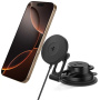 Spigen OneTap Pro 4 Магнитна стойка за кола за стъкло и табло с безжично зареждане за iPhone - черна