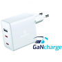 Swissten GaN захранващ адаптер с 2x USB-C / USB-A порта - 70W - бял