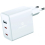 Swissten GaN захранващ адаптер с 2x USB-C / USB-A порта - 70W - бял