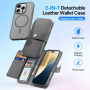 DUX DUCIS Свалящ се флип кейс Lawa 2в1 с MagSafe и портфейл за iPhone 16 Pro - сив