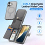 DUX DUCIS Свалящ се флип кейс Lawa 2в1 с MagSafe и портфейл за iPhone 16 Plus - сив