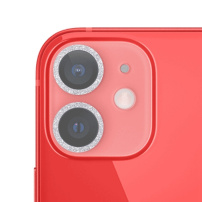 Закалено стъкло с блестящи рамки за защита на лещите на камерата за iPhone 12 - сребрист