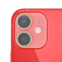 Закалено стъкло с блестящи рамки за защита на лещите на камерата за iPhone 12 - златни