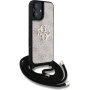 Guess 4G метален кейс с лого Crossbody с въже за iPhone 16 - розов