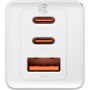 Baseus GaN5 Pro комплект за бързо зареждане с адаптер с 2x USB-C / USB-A порта и USB-C към USB-C кабел - 65W - 1 m - бял