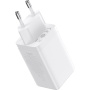 Baseus GaN5 Pro комплект за бързо зареждане с адаптер с 2x USB-C / USB-A порта и USB-C към USB-C кабел - 65W - 1 m - бял