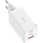 Baseus GaN5 Pro комплект за бързо зареждане с адаптер с 2x USB-C / USB-A порта и USB-C към USB-C кабел - 65W - 1 m - бял