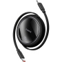 Baseus Free2Draw мини прибиращ се кабел за зареждане и данни - USB-C към USB-C - 1 m - черен