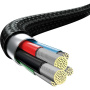 Baseus Rapid 3в1 универсален кабел за зареждане и данни - USB-C към USB-C / Lightning / micro USB - 1,5 m - черен