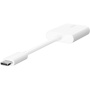 BELKIN Адаптер за аудио и зареждане RockStar - 2x USB-C към USB-C - бял