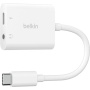 BELKIN Адаптер за аудио и зареждане RockStar - 3.5 мм жак / USB-C към USB-C - бял