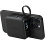ENERGEA MagPac Mini Plus безжична MagSafe powerbank с 2x вграден кабел USB-C и порт USB-C - 10 000 mAh - черна
