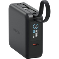 ENERGEA MagPac Mini Plus безжична MagSafe powerbank с 2x вграден кабел USB-C и порт USB-C - 10 000 mAh - черна