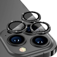 ENKAY стъкло с бляскави рамки за защита на лещите на задната камера за iPhone 14 Pro / 14 Pro Max - черно