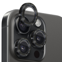 NORTHJO стъкло с бляскави рамки за защита на лещите на задната камера за iPhone 16 Pro / 16 Pro Max - черно