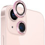 NORTHJO стъкло с кристали за защита на обектива на задната камера за iPhone 13 / 13 mini - розово
