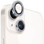 NORTHJO стъкло с кристали за защита на обектива на задната камера за iPhone 13 / 13 mini - сребристо